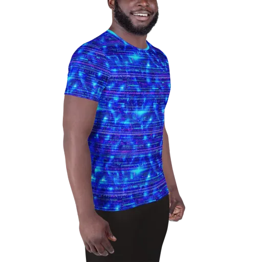 Neon Cipher on a Men's Athletic T-Shirt
