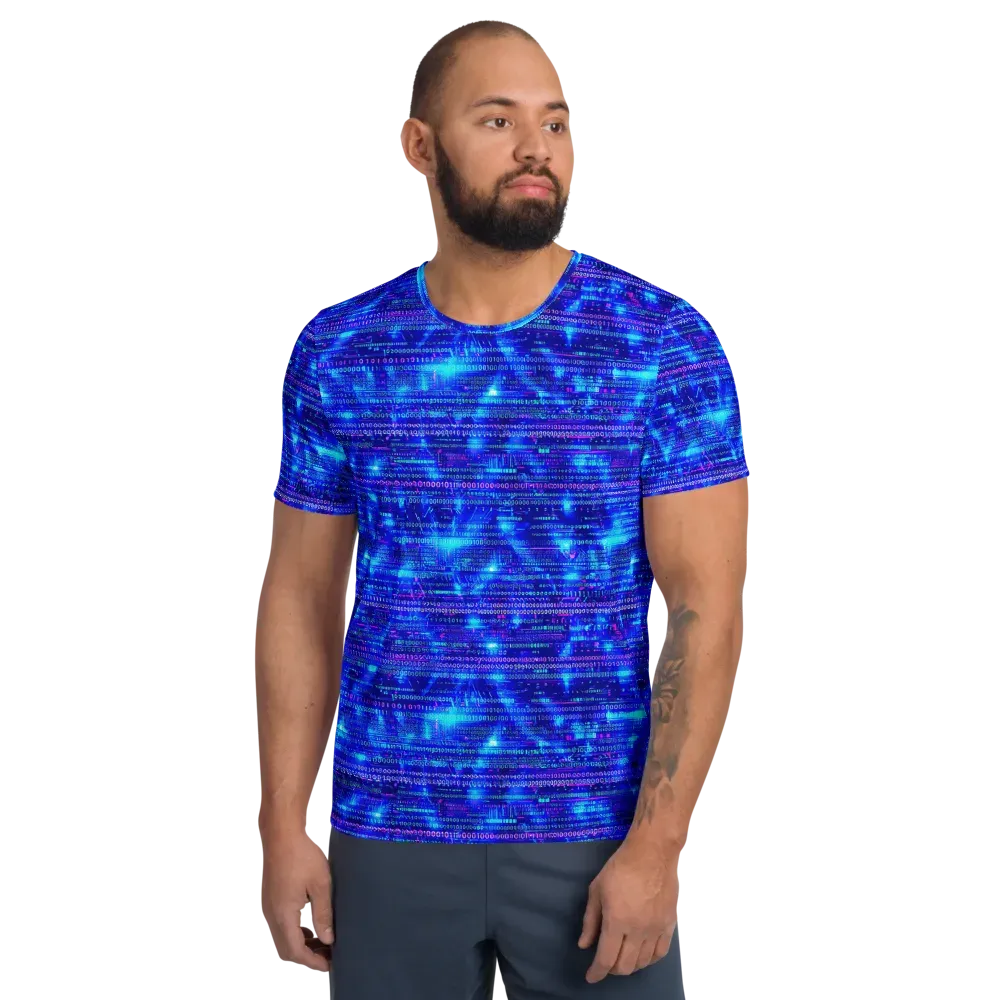 Neon Cipher on Men's Athletic T-Shirt — Front
