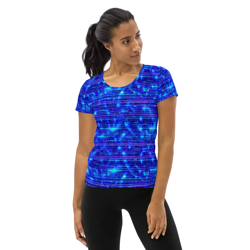 Neon Cipher on Women's Athletic T-Shirt — Front
