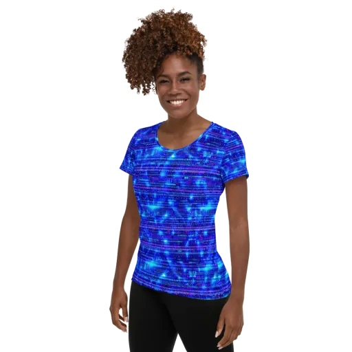 Neon Cipher on a Women's Athletic T-Shirt