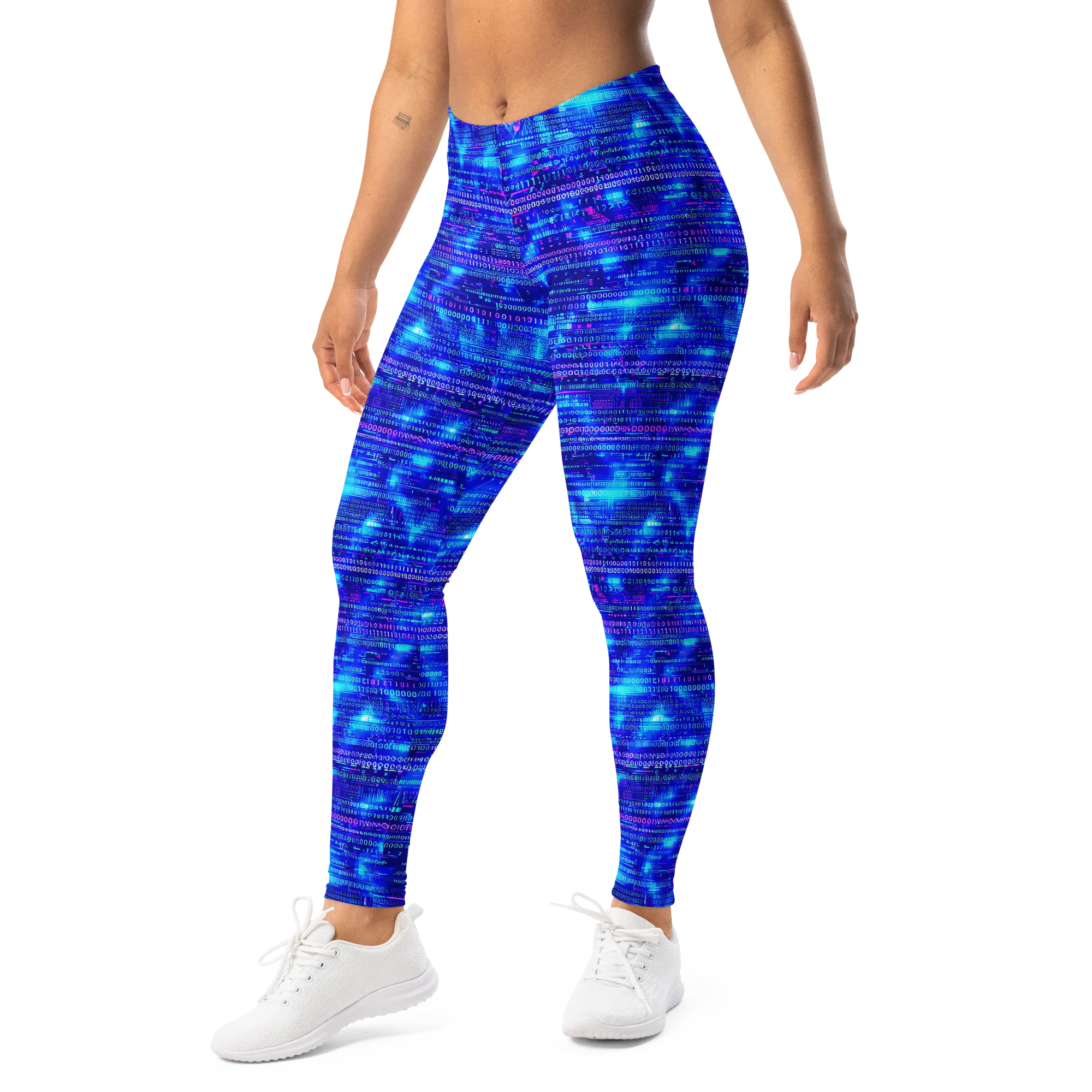 Neon Cipher on Leggings — Left Front