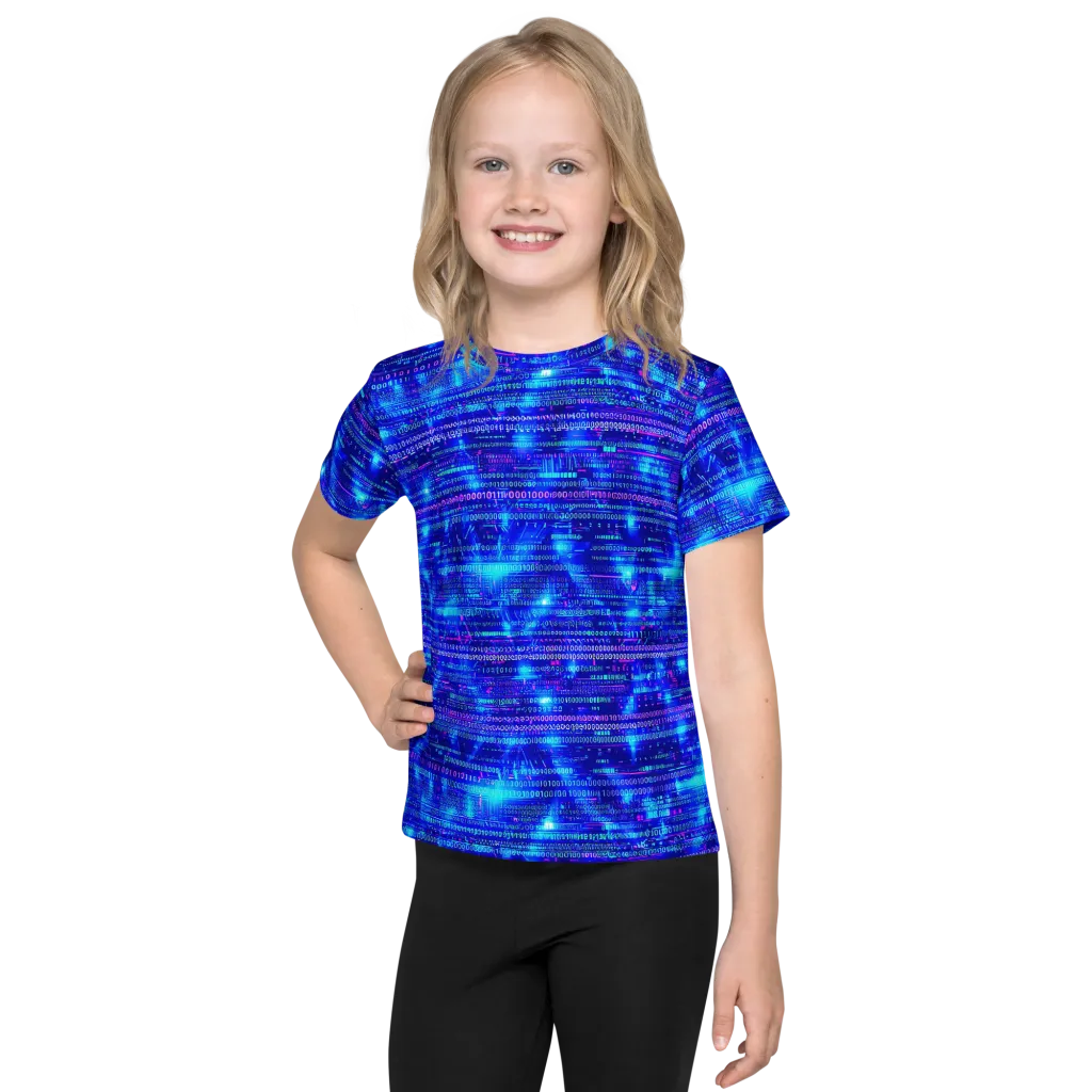 Neon Cipher on Kids Crew Neck T-Shirt — Front