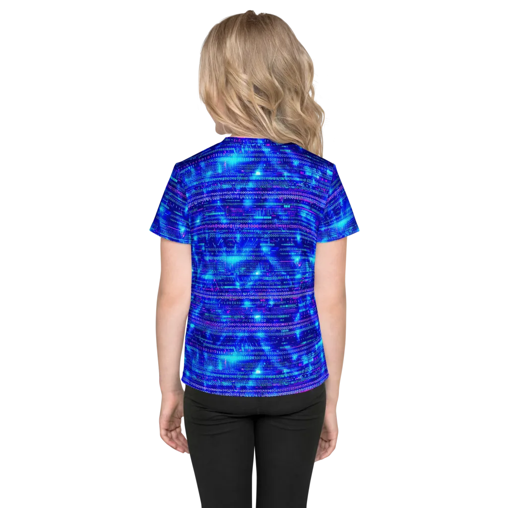 Neon Cipher on Kids Crew Neck T-Shirt — Back