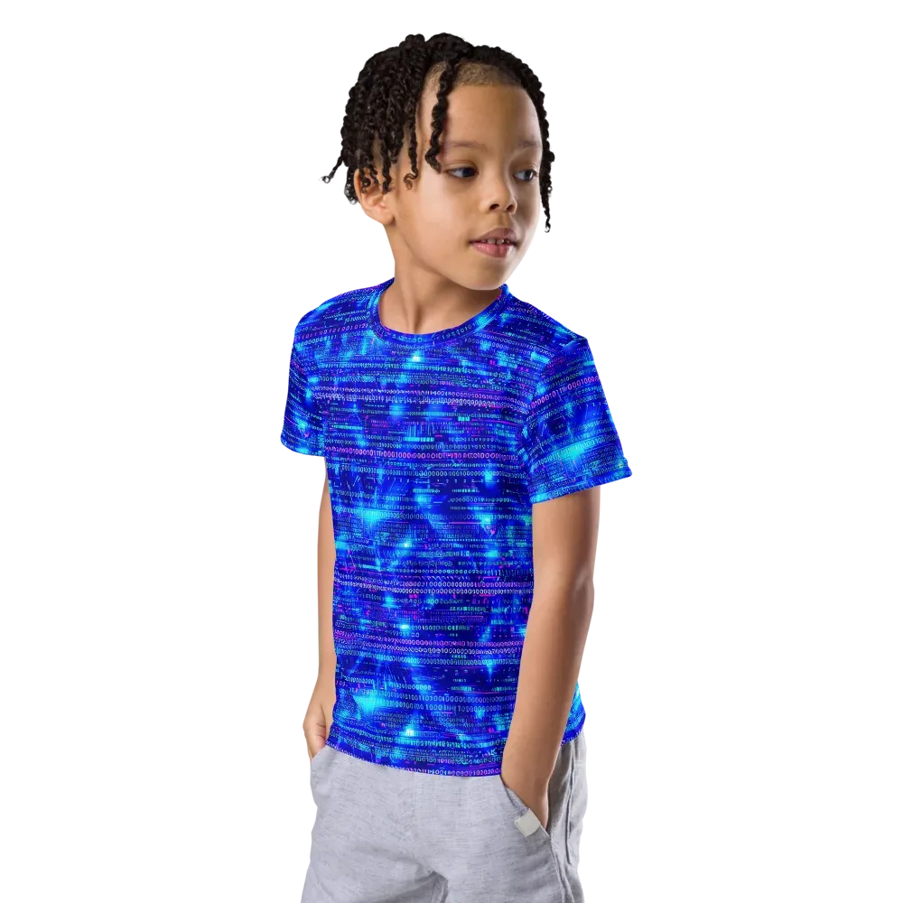 Neon Cipher on Kids Crew Neck T-Shirt — Left Front