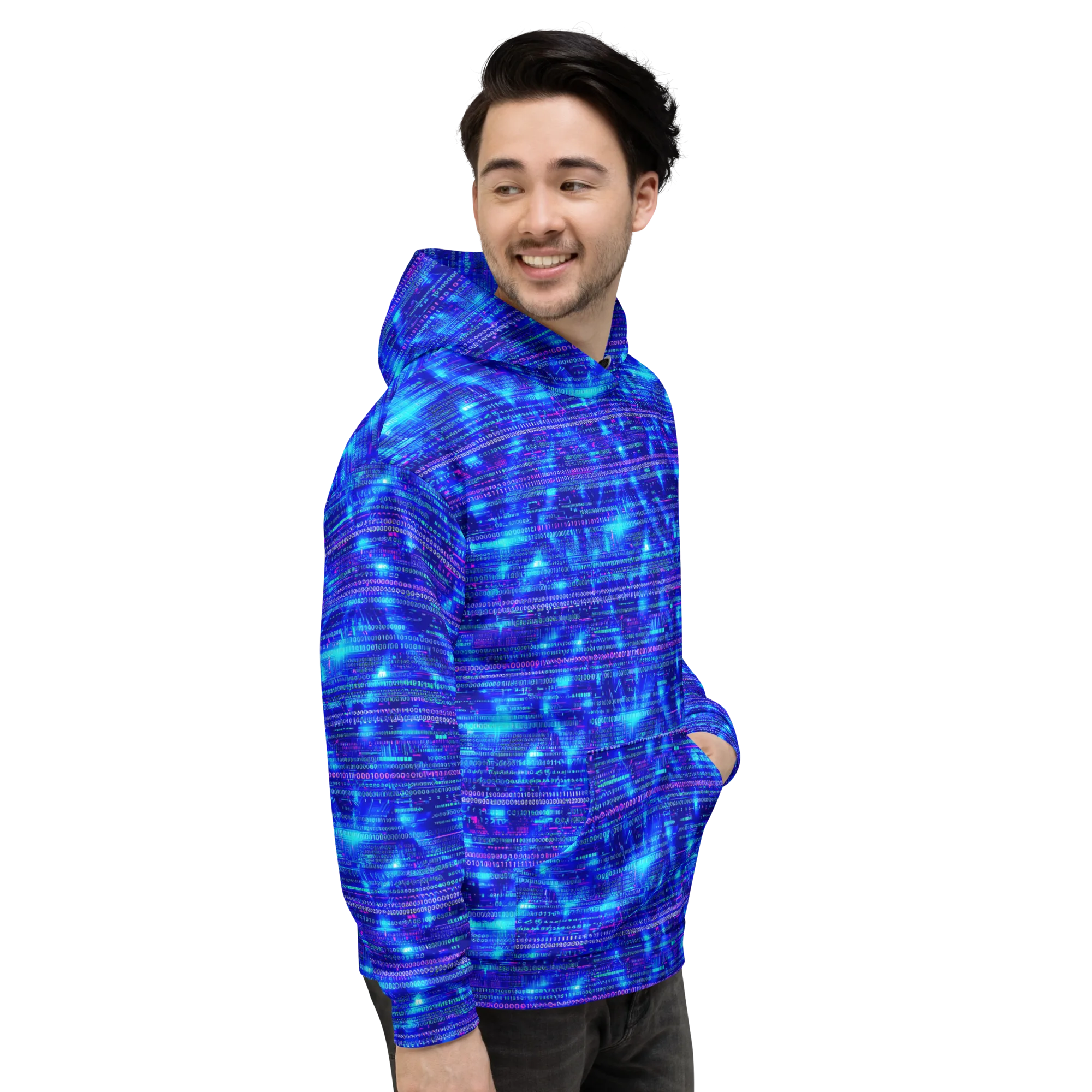 Neon Cipher on Hoodie — Right