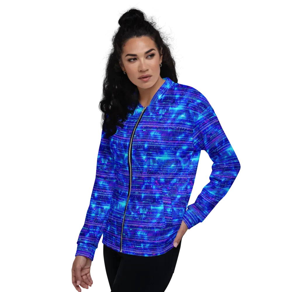 Neon Cipher on Bomber Jacket — Left