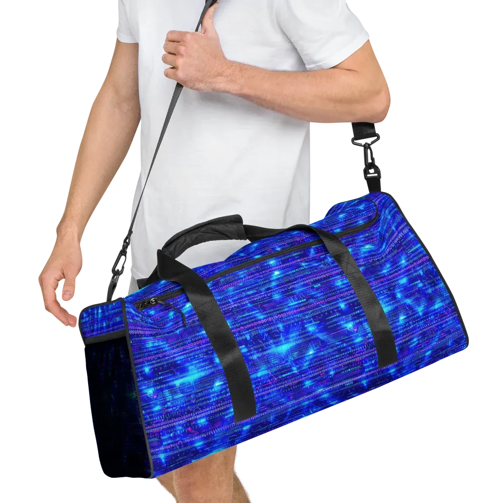Neon Cipher on Duffle Bag — Right Front