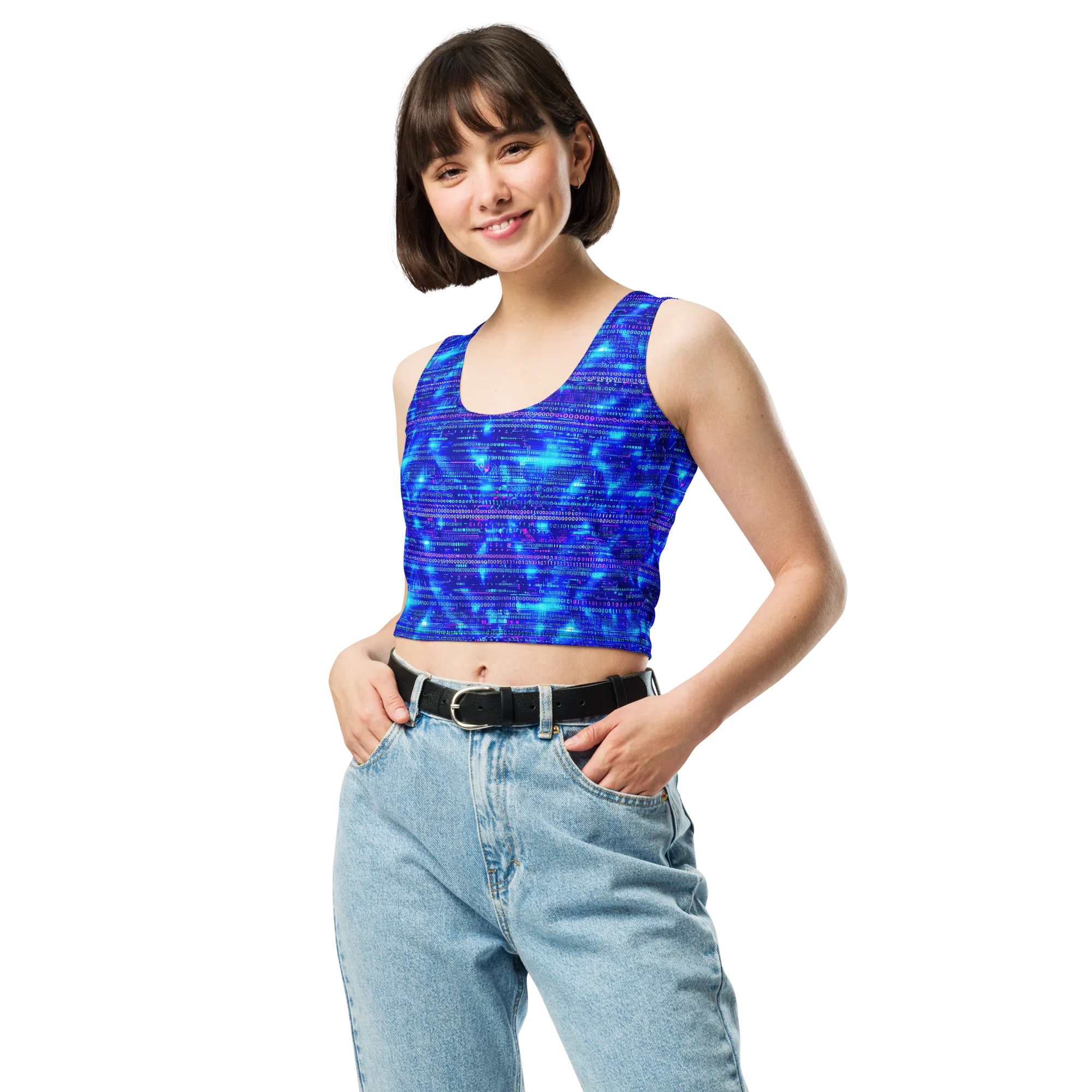 Neon Cipher on Crop Top — Front