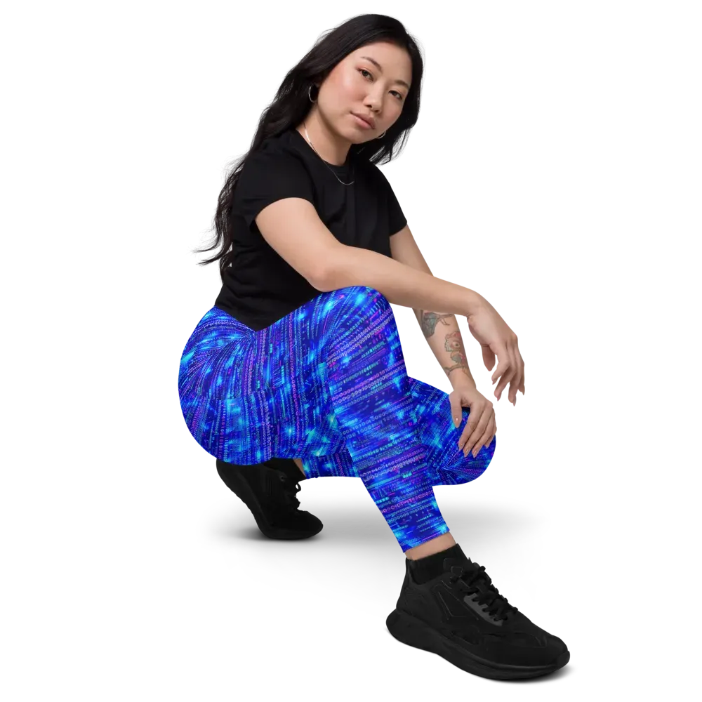 Neon Cipher on Leggings with Pockets — Right Front