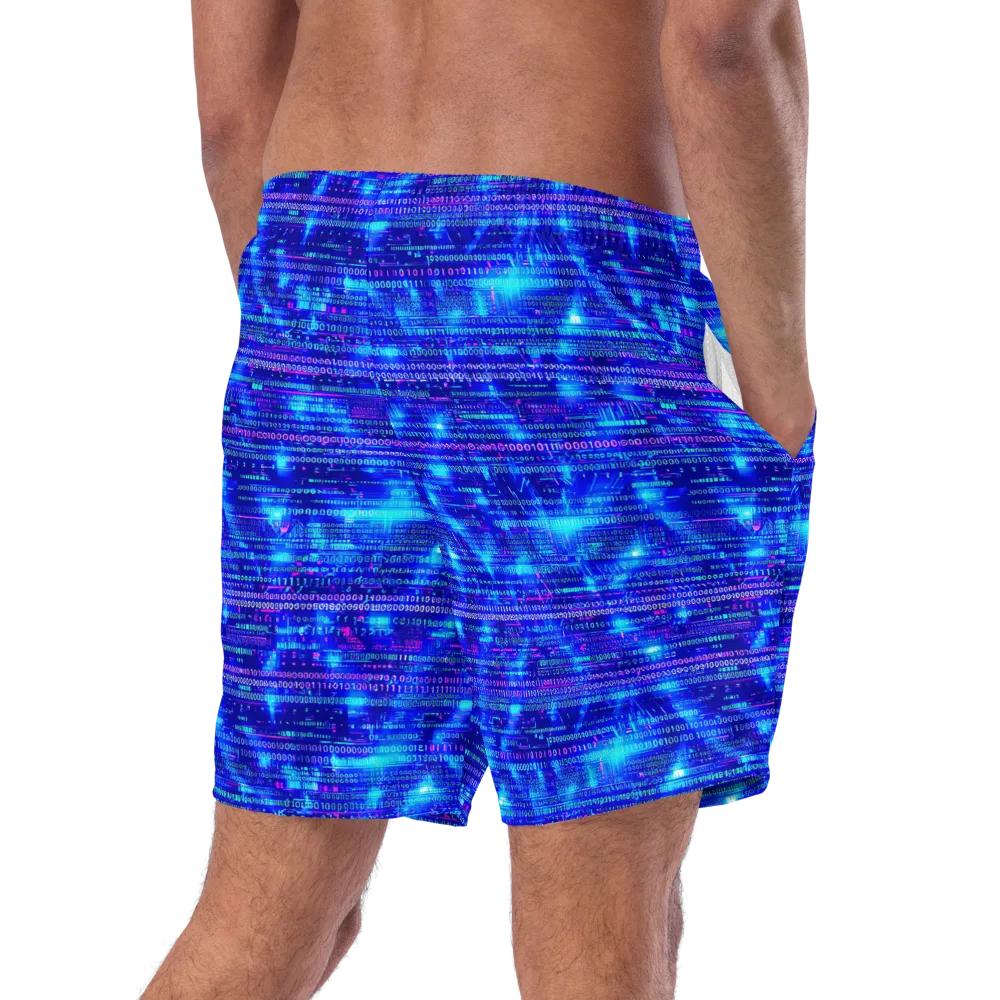 Neon Cipher on Swim Trunks — Right Back