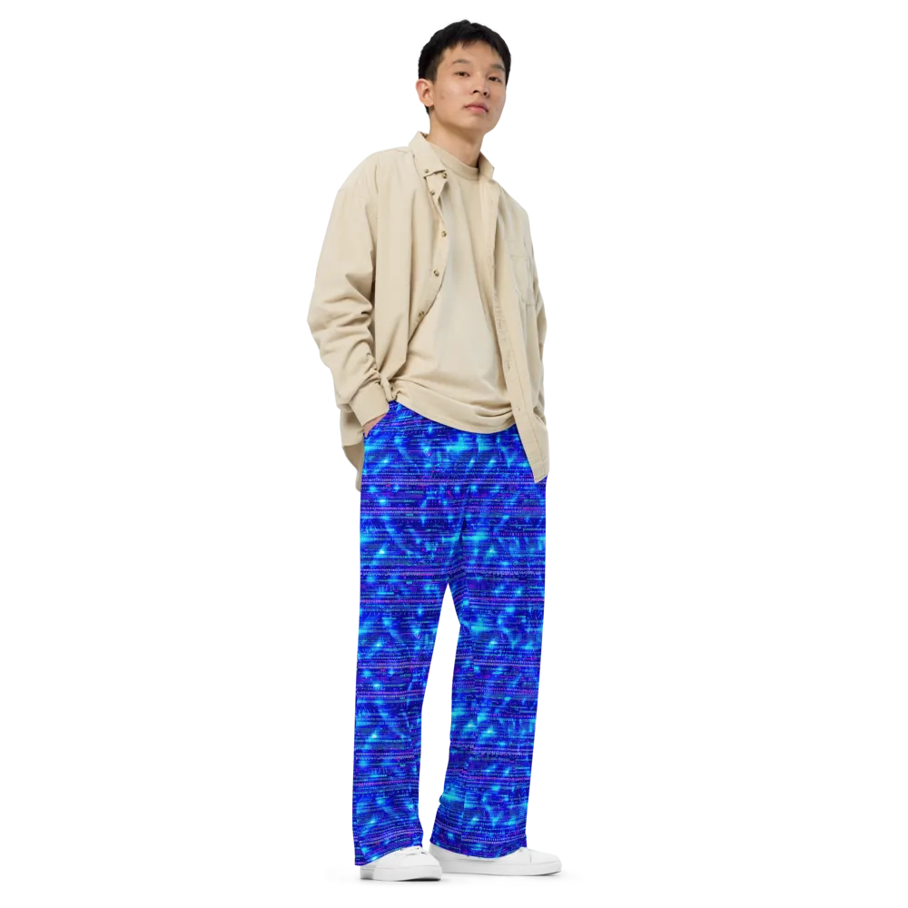 Neon Cipher on Wide-Leg Pants — Right Front