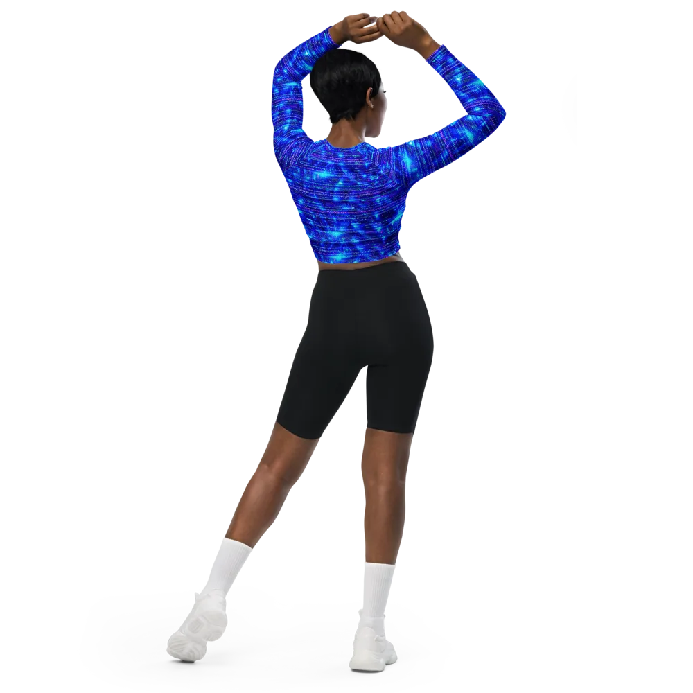 Neon Cipher on Long Sleeve Crop Top — Back