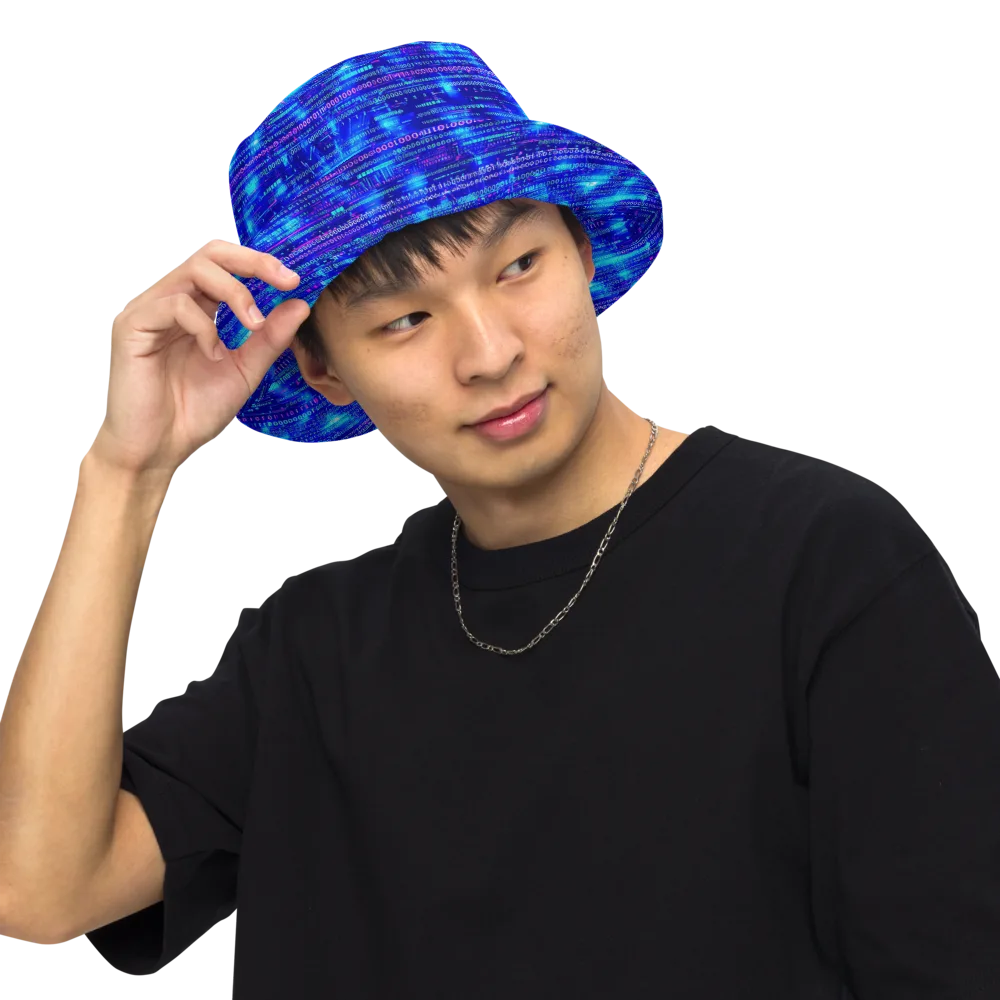 Neon Cipher on Reversible Bucket Hat — Front Inside