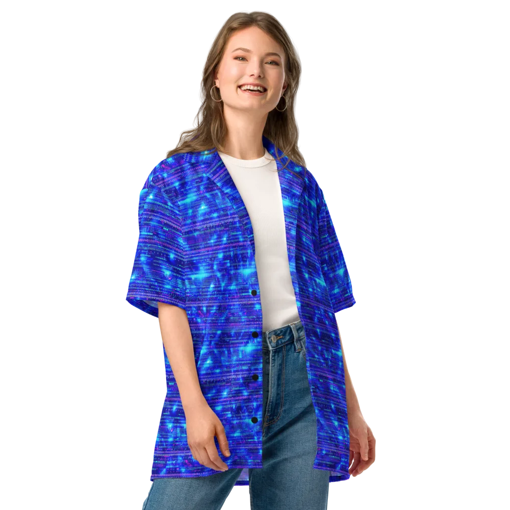 Neon Cipher on Button Shirt — Front