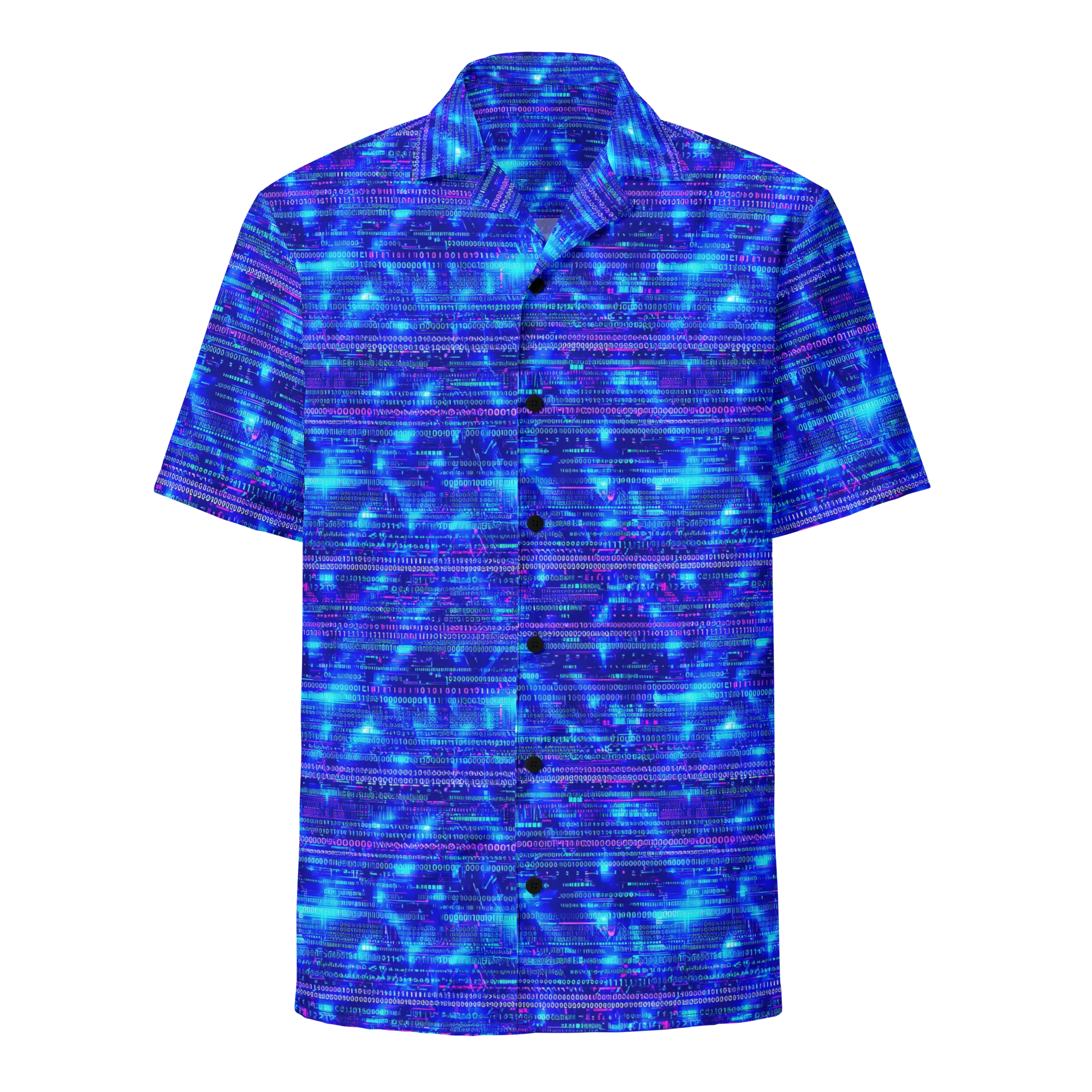 Neon Cipher on Button Shirt — Front