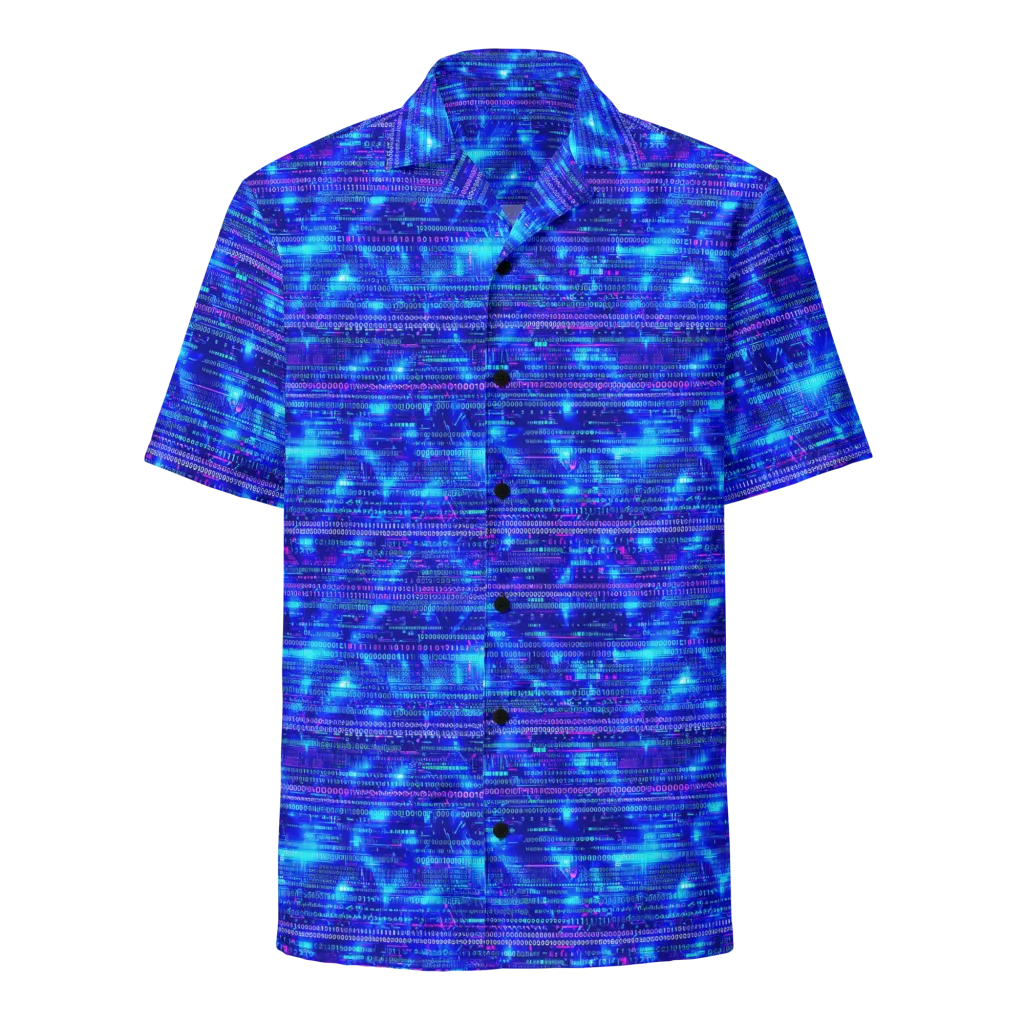 Neon Cipher on Button Shirt — Front