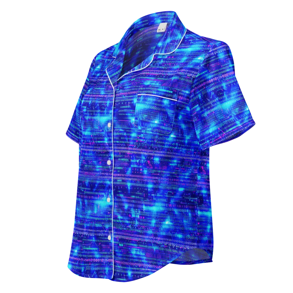 Neon Cipher on Women's Short Sleeve Pajama Top — Left Front