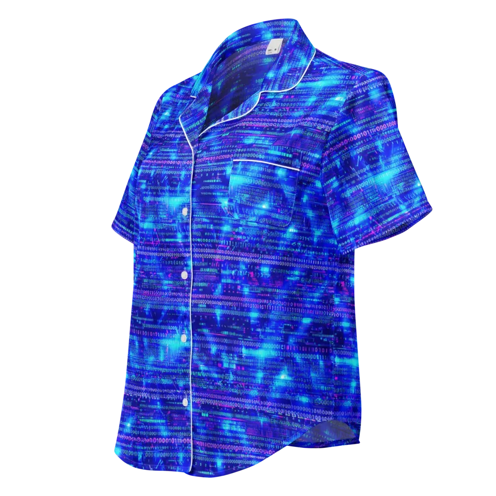 Neon Cipher on Women's Short Sleeve Pajama Top — Left Front