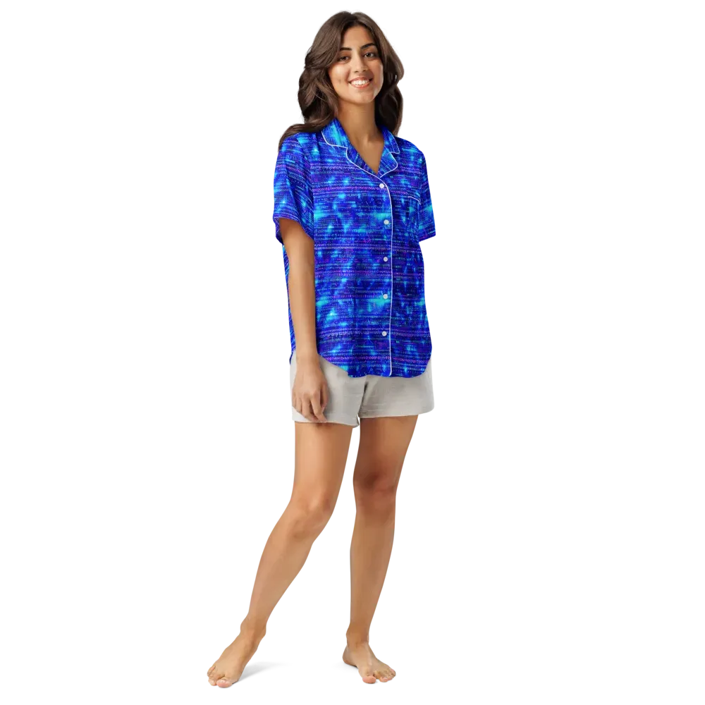 Neon Cipher on Women's Short Sleeve Pajama Top — Front