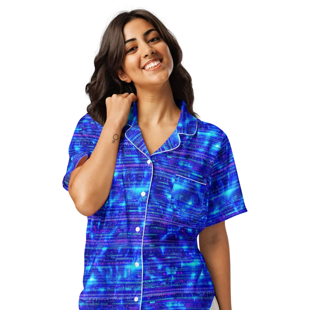 Neon Cipher on Women's Short Sleeve Pajama Top — Front