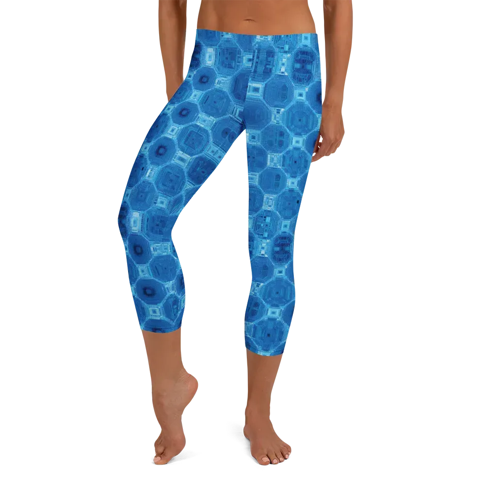 Cobalt Circuit on Capri Leggings — Front