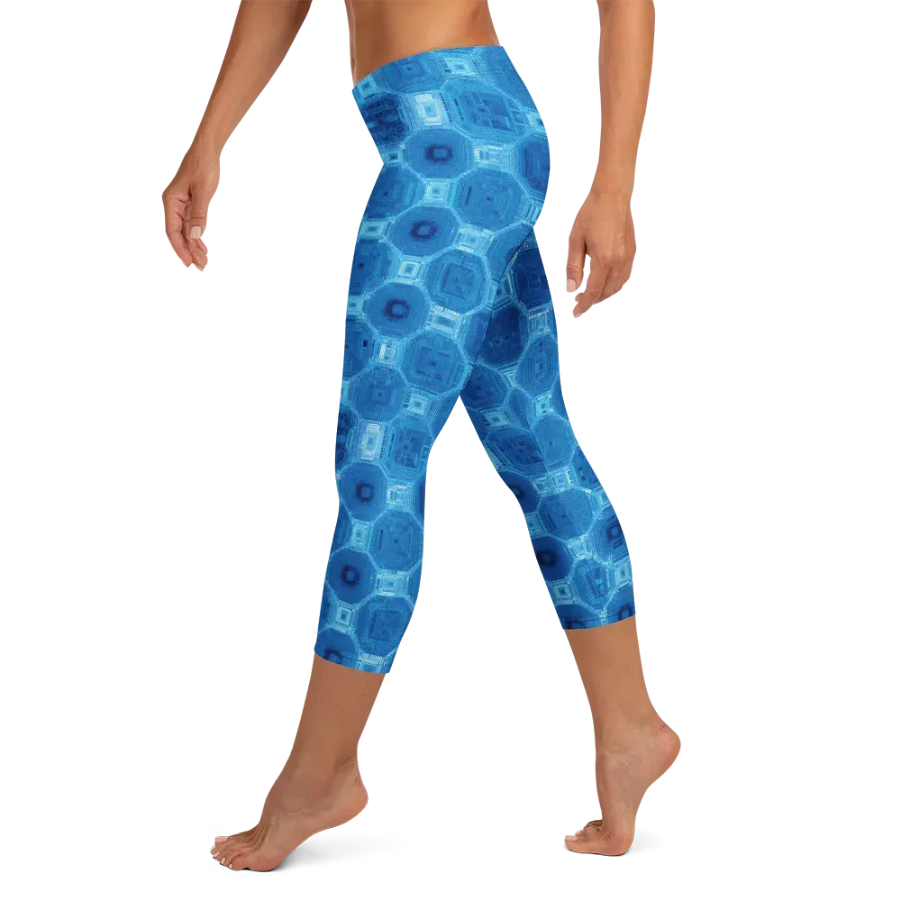 Cobalt Circuit on Capri Leggings — Left