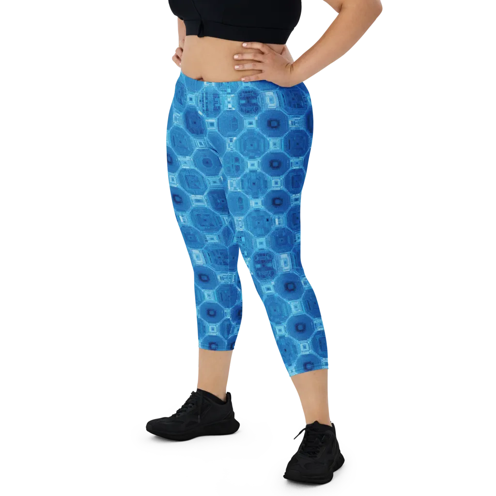 Cobalt Circuit on Capri Leggings — Front