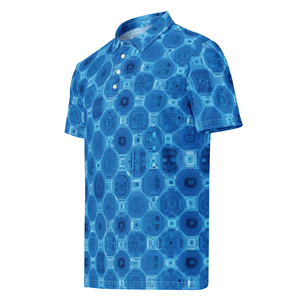 Cobalt Circuit on Men's Slim Fit Polo Shirt — Left Front