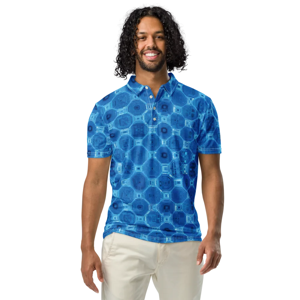 Cobalt Circuit on Men's Slim Fit Polo Shirt — Front