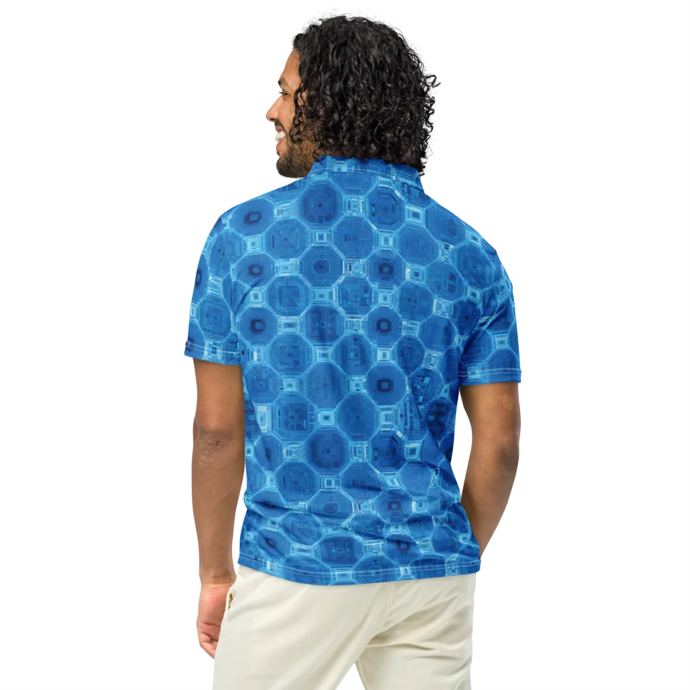 Cobalt Circuit on Men's Slim Fit Polo Shirt — Back