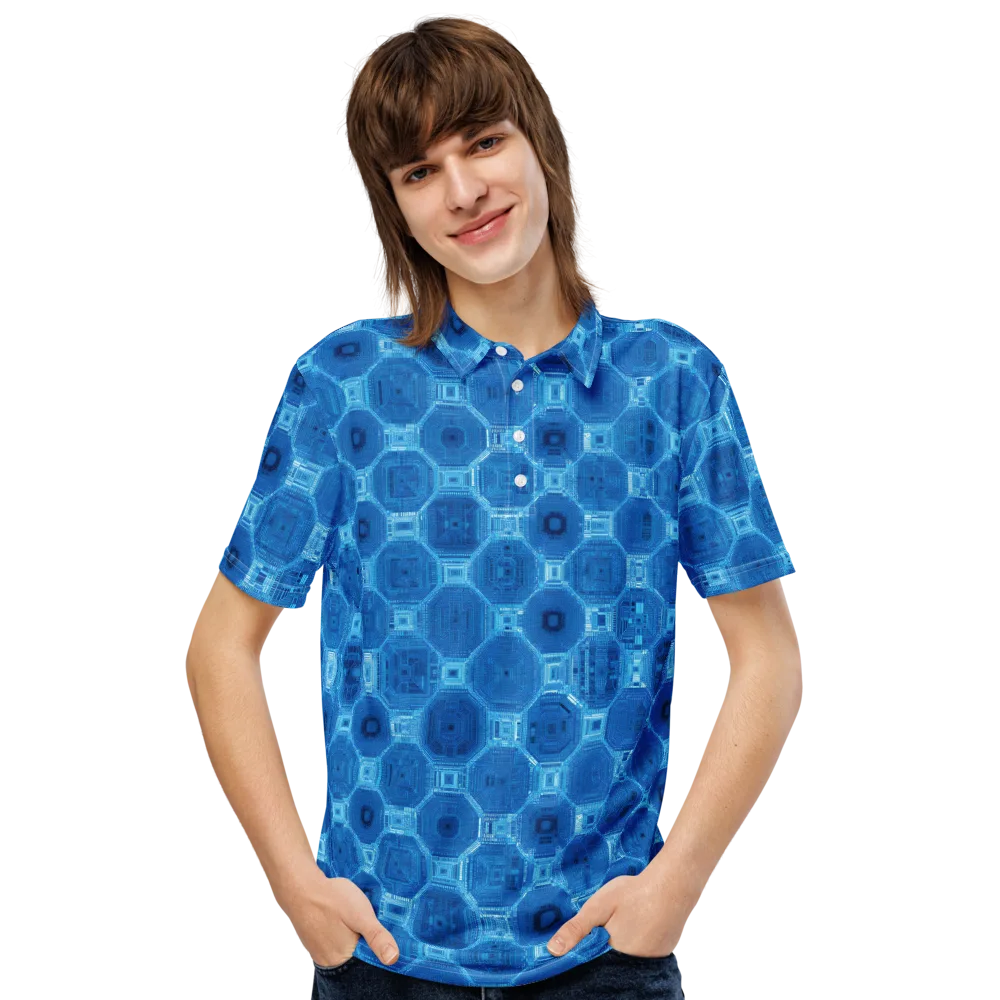 Cobalt Circuit on Men's Slim Fit Polo Shirt — Front