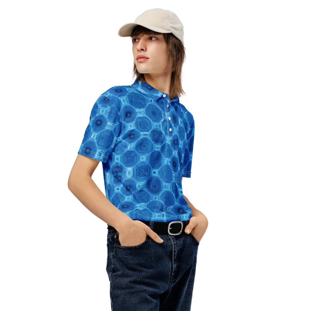 Cobalt Circuit on Men's Slim Fit Polo Shirt — Right Front