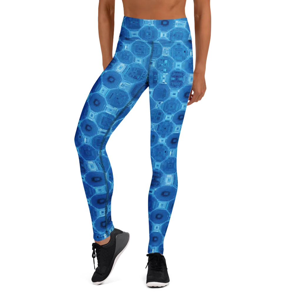 Cobalt Circuit on Yoga Leggings — Front