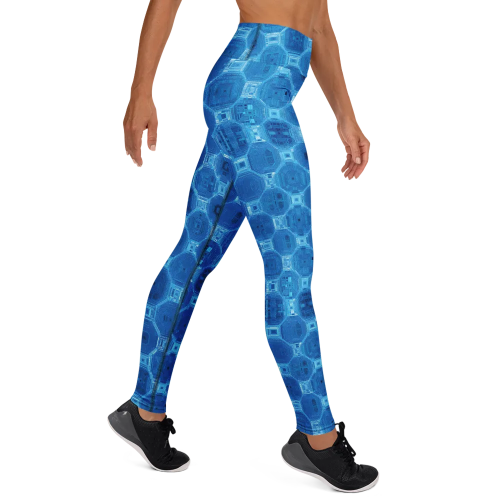Cobalt Circuit on Yoga Leggings — Right