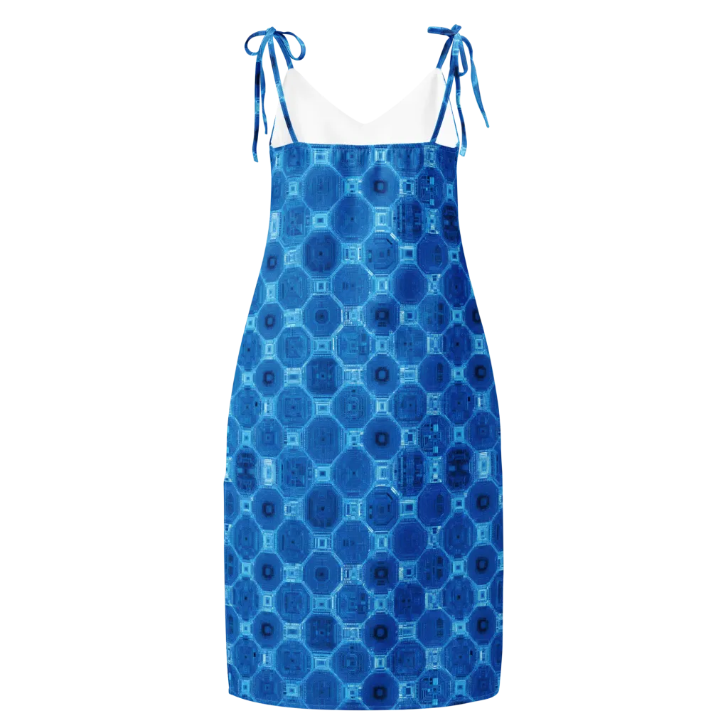 Cobalt Circuit on Slip Dress — Back