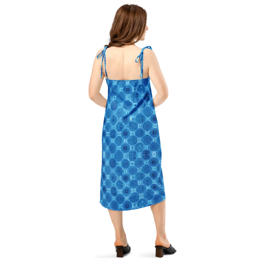 Cobalt Circuit on Slip Dress — Back