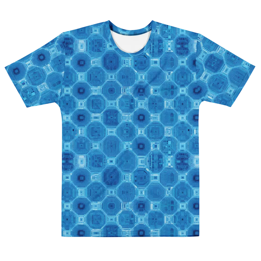 Cobalt Circuit on Men's Cotton Crew Neck T-Shirt — Front