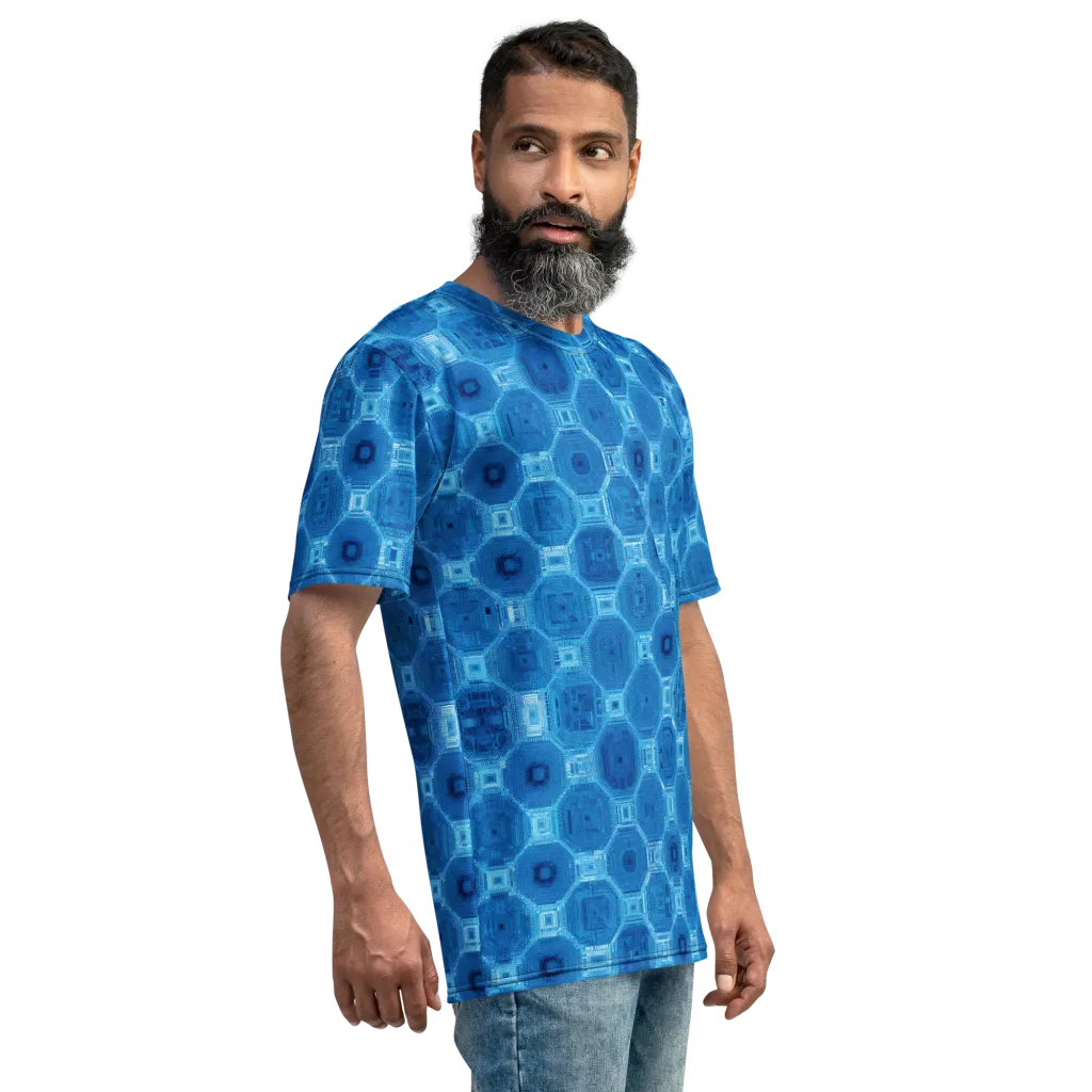Cobalt Circuit on Men's Crew Neck T-Shirt — Right