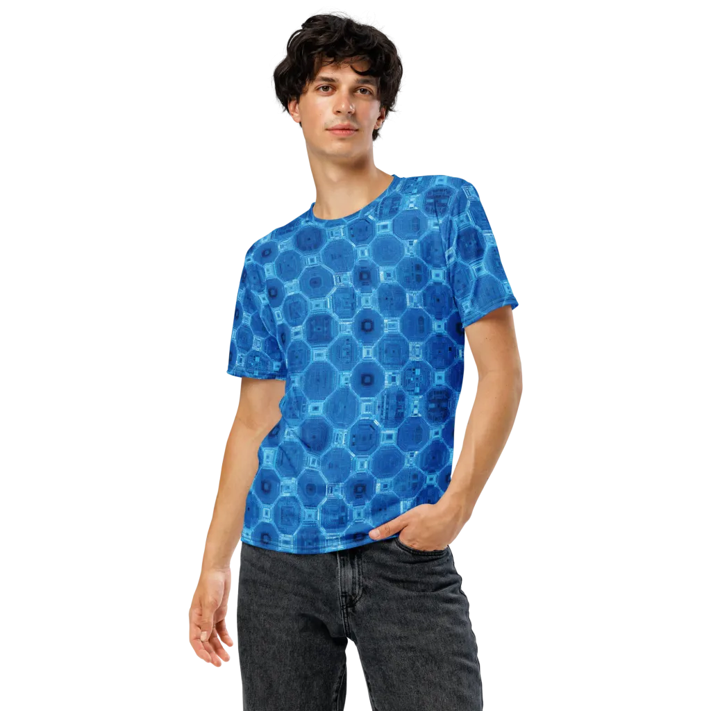 Cobalt Circuit on Men's Crew Neck T-Shirt — Front