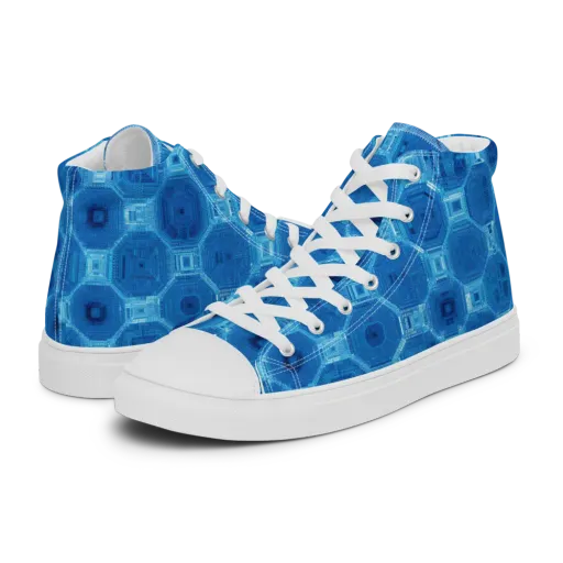 Cobalt Circuit on a Men's High Top Canvas Shoes