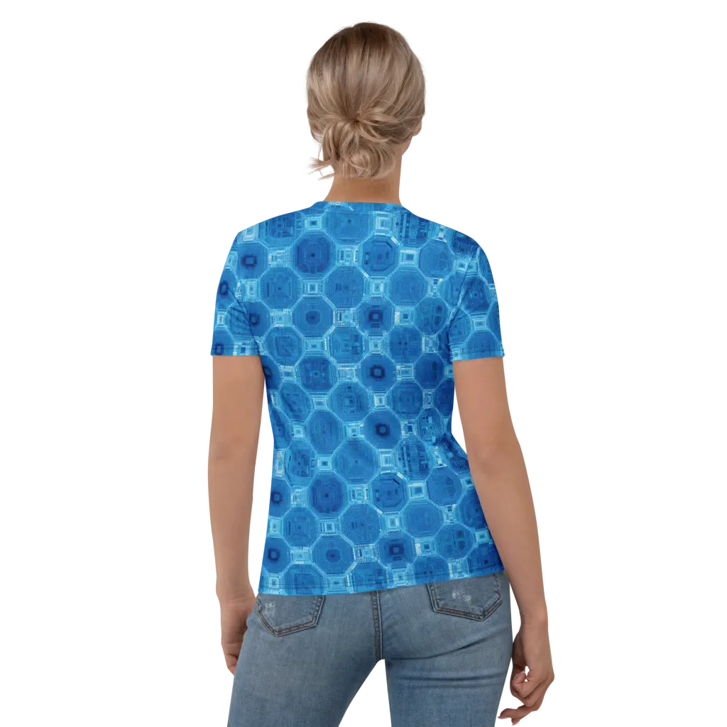 Cobalt Circuit on Women's Crew Neck T-Shirt — Back