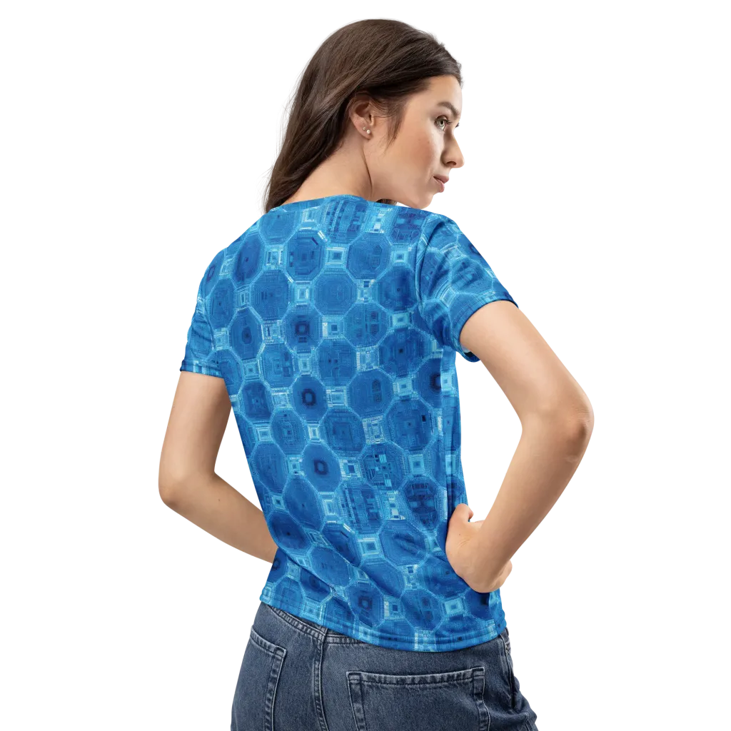 Cobalt Circuit on Women's Crew Neck T-Shirt — Back