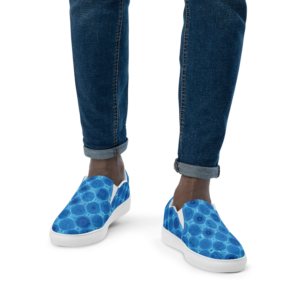 Cobalt Circuit on Men's Slip-On Canvas Shoes — Front
