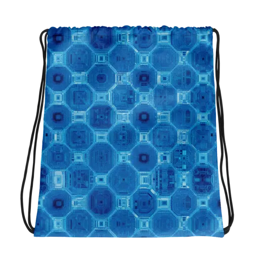 Cobalt Circuit on a Drawstring Bag