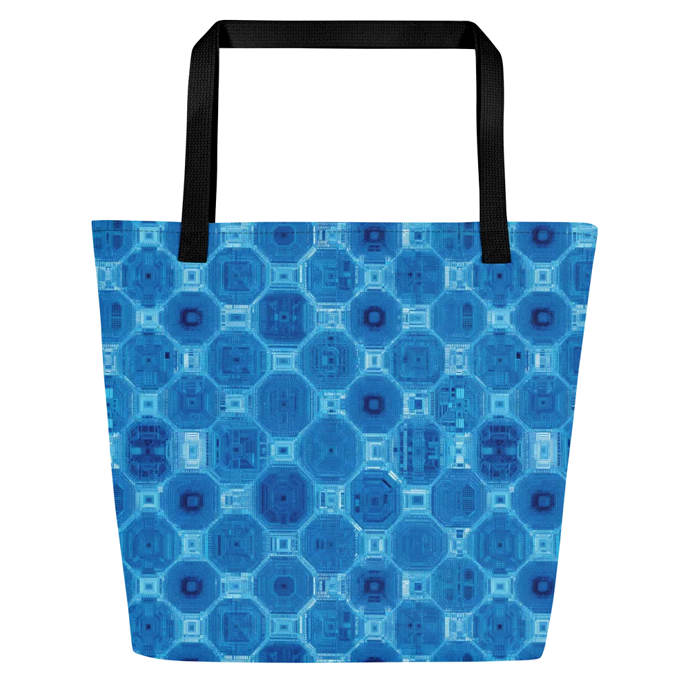 Cobalt Circuit on Large Tote Bag W/ Pocket — Front