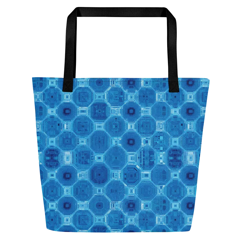 Cobalt Circuit on Large Tote Bag W/ Pocket — Front
