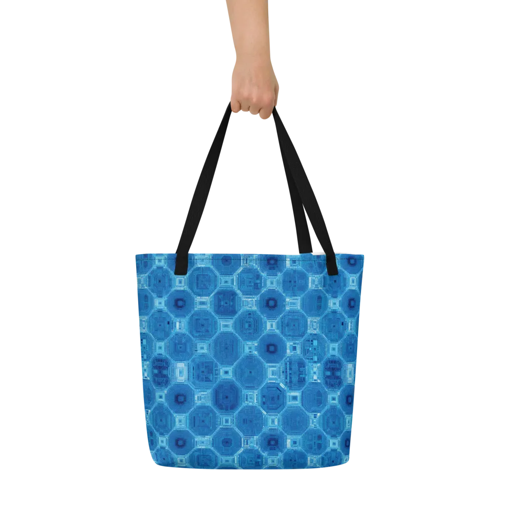 Cobalt Circuit on Large Tote Bag W/ Pocket — Front