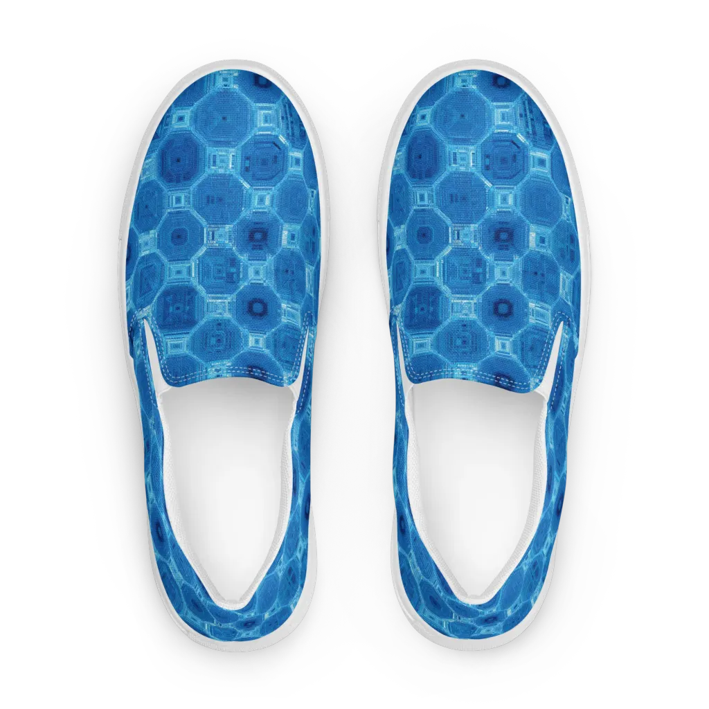 Cobalt Circuit on Women's Slip-On Canvas Shoes — Front