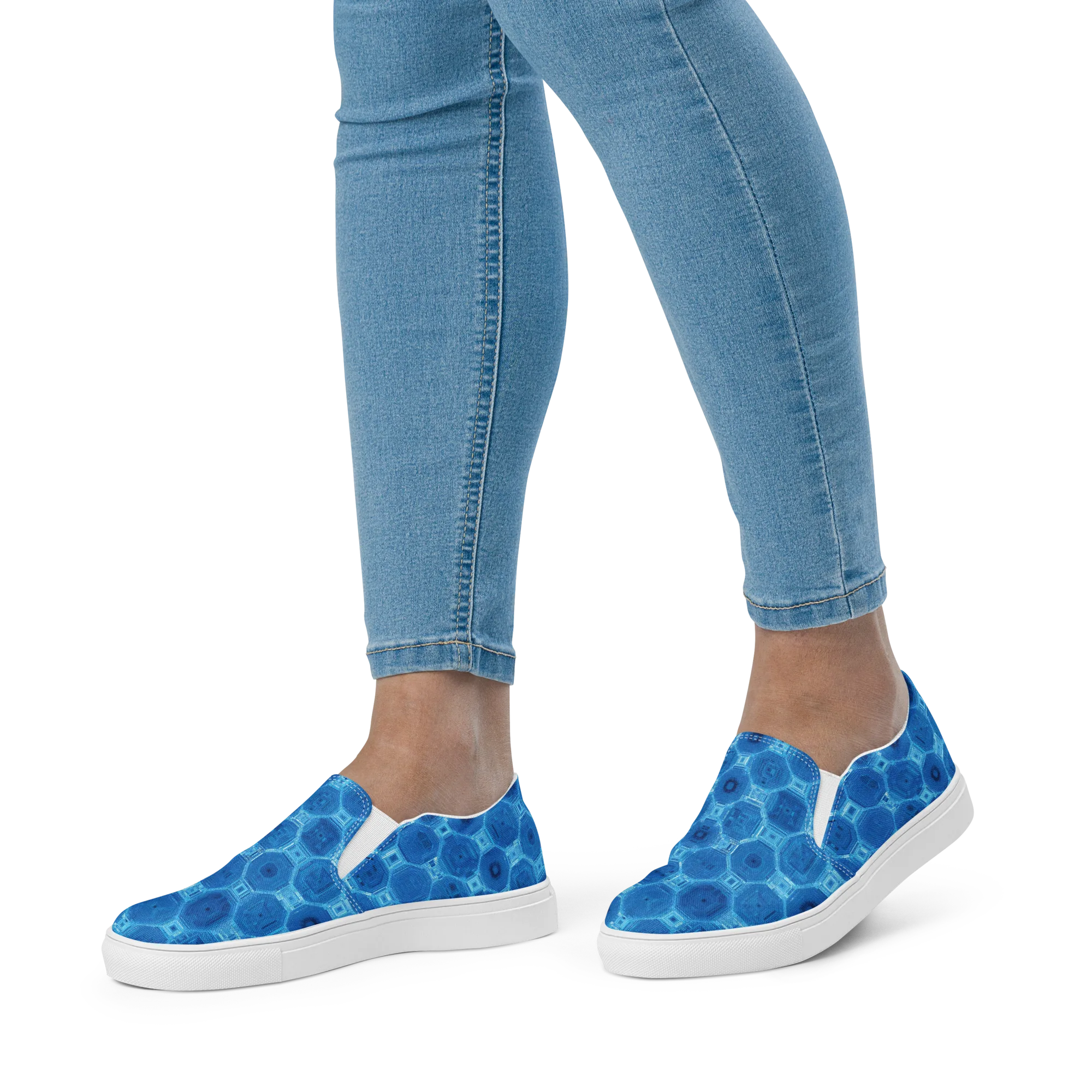 Cobalt Circuit on Women's Slip-On Canvas Shoes — Front