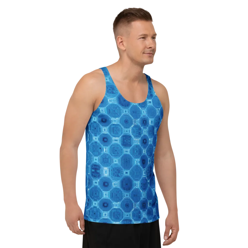 Cobalt Circuit on Men's Tank Top — Right Front